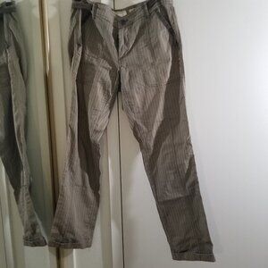 HEI by Anthropologie pinstripe pants in dark green, size 27